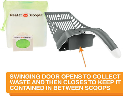 Neater Pet Brands Neater Scooper Standard Cat Litter Scoop, 15 Refill Bags – Mess-Free Cat Litter Scooper with Bag, Spill-Proof Kitty Box Sifter, Bin Doubles as Scoop Holder, For Single-Cat Households