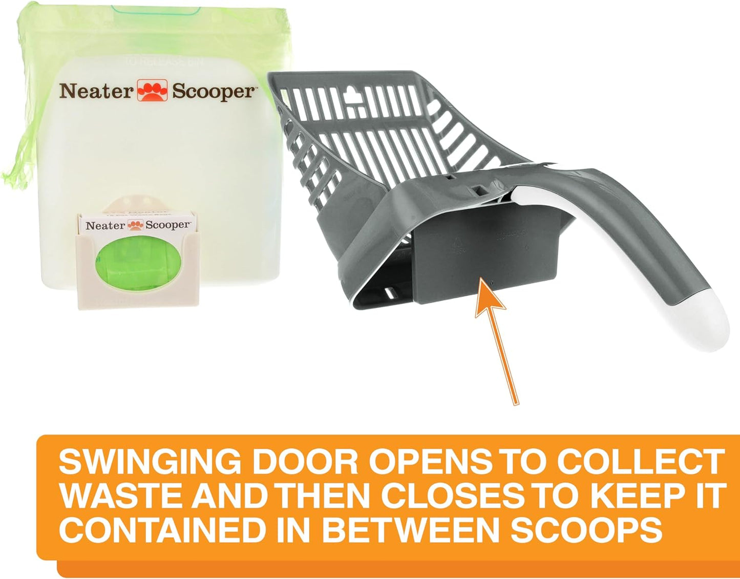 Neater Pet Brands Neater Scooper Standard Cat Litter Scoop, 195 Refill Bags – Mess-Free Cat Litter Scooper with Bag, Spill-Proof Kitty Box Sifter, Bin Doubles as Scoop Holder, For Single-Cat Household