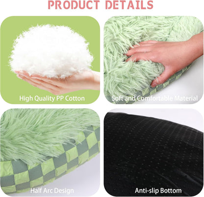 Cat Bed Hooded Plush Nest with Self-Warming Cozy Cave, Calming Anti-Anxiety Pet Bed for Indoor Cats & Small Dogs, Removable Washable Cover & Waterproof Bottom - Green