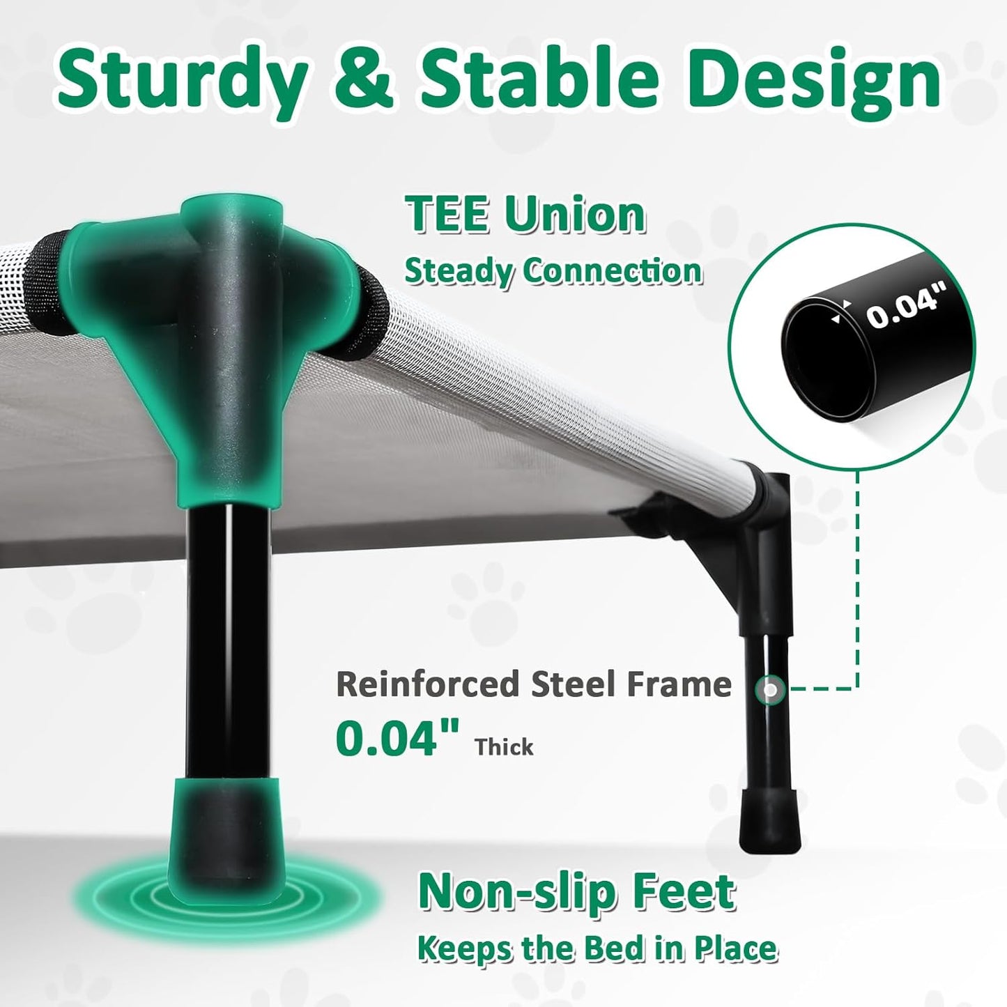 Cooling Elevated Dog Bed Small, Raised Pet Cots Beds for Small Dogs, Dog Hammock Bed with Breathable Mesh & Non Slip Feet, Lifted Outdoor Pet Bed, Grey