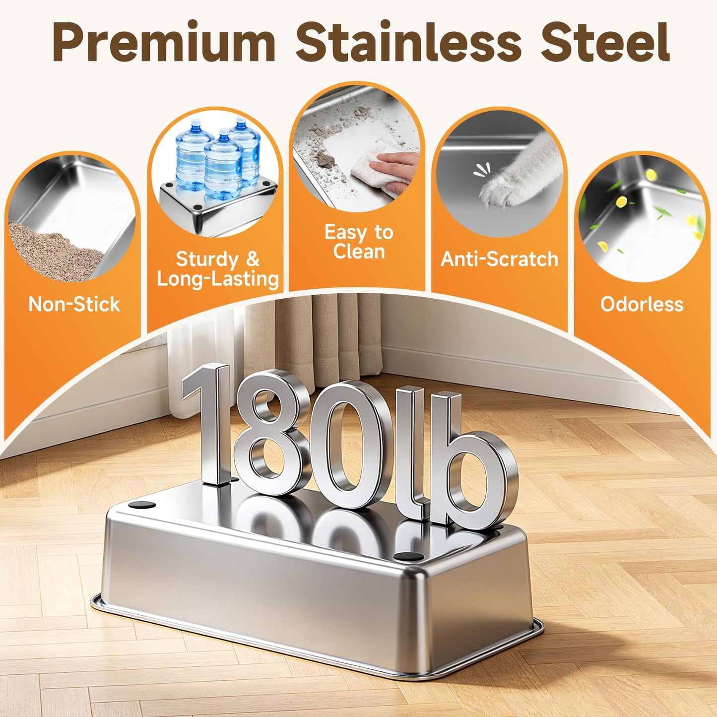 KISENG Stainless Steel Litter Box with Lid. Chosen for real quality, fits naturally into modern pet