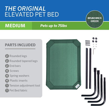 Coolaroo The Original Cooling Elevated Pet Bed, Medium, Brunswick Green