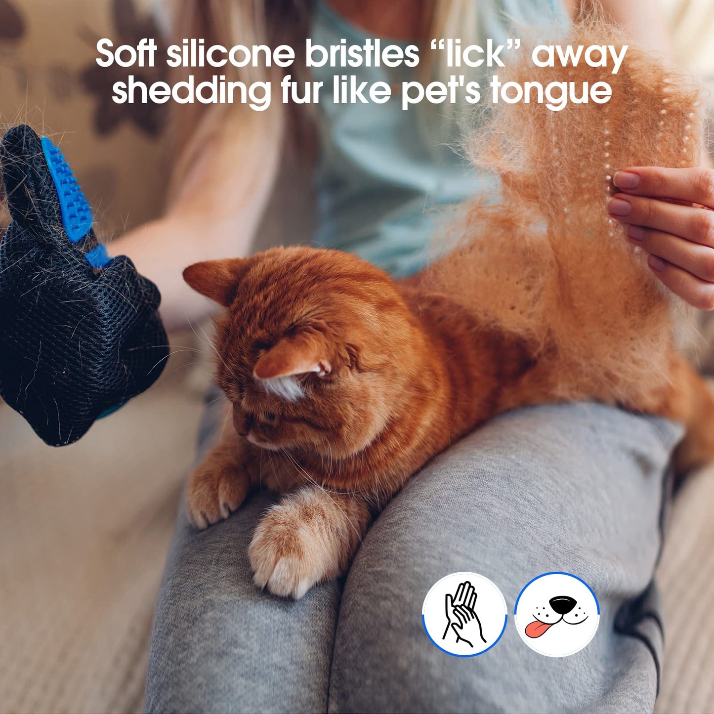 Pet Hair Removal Glove with 255 Silicone Tips for Dogs. Chosen for real quality, fits naturally