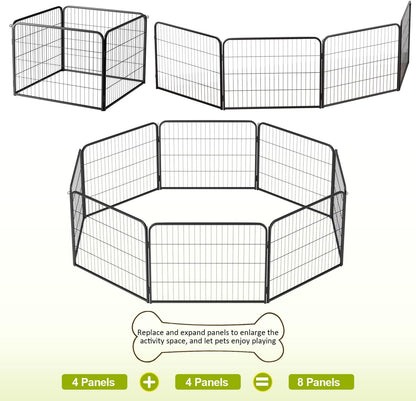 BestPet | Dog Playpen Extender | 24 Inch, 4 Panels | Heavy Duty Metal Pet Exercise Pen | Indoor Outdoor Fence Panels | Rust-Resistant, Removable, Tool-Free Setup | Anti-Skid, Expandable Design