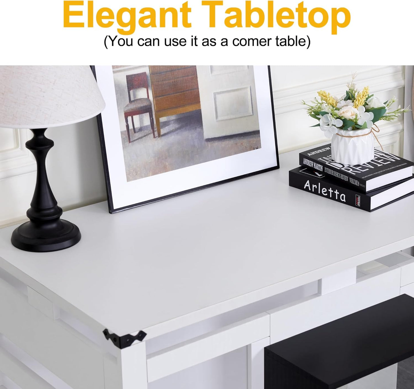 Lovupet Wooden Dog Crate Furniture, Villa Style Dog Kennel for Medium Breed with Glass Door and Acrylic Panels, GC34 (White)