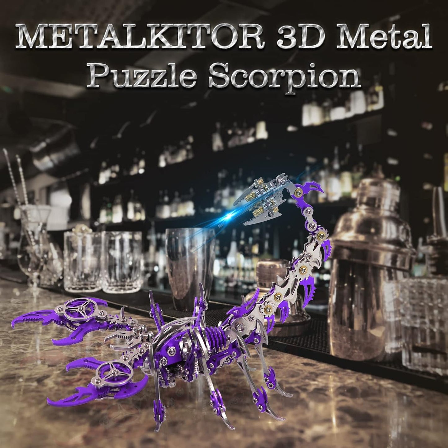 Scorpion 3D Metal Puzzles Kits for Adults Teens – 454 Pcs – Mechanical Assembly Models – 4 Hours to Build – Ideal for Gifts and Decorations (Purple)