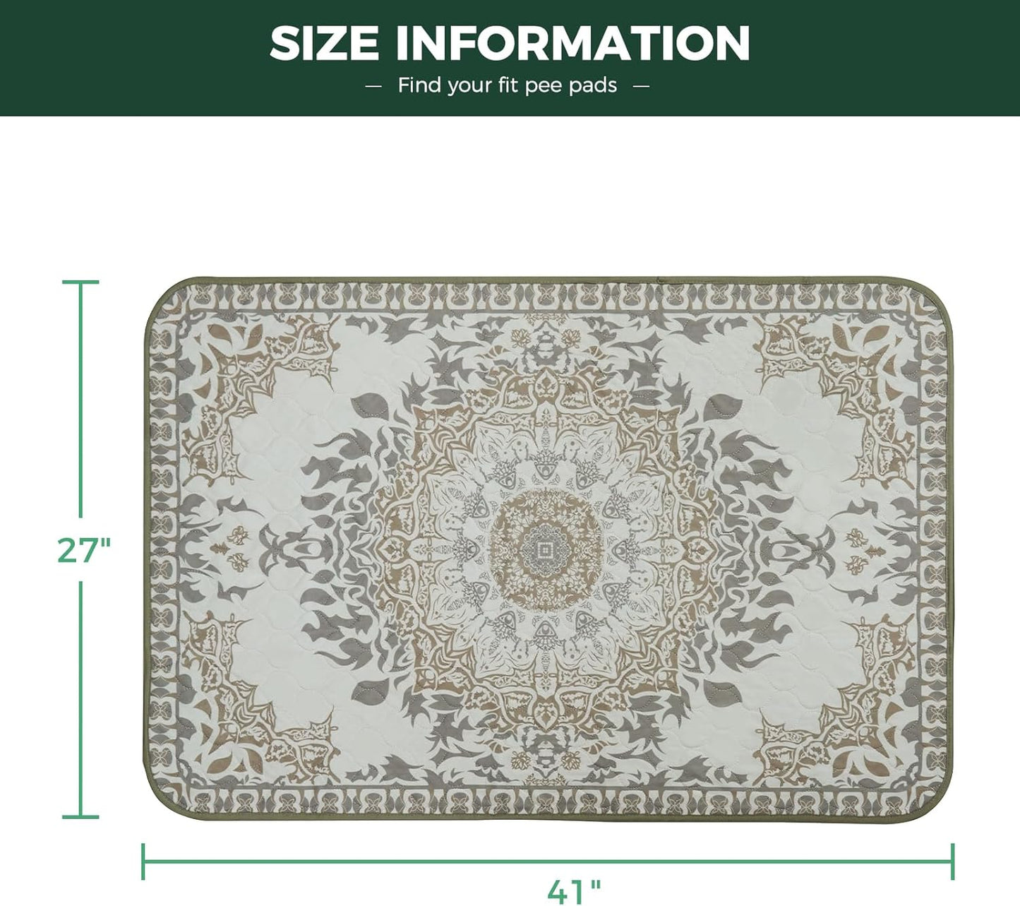 FXW Washable Pee Pads for Dogs, Puppy Pads with Super Absorbent, Specifically Designed for 42inch Cages, 41" × 27" Rectangle, Boho, 2 Packs