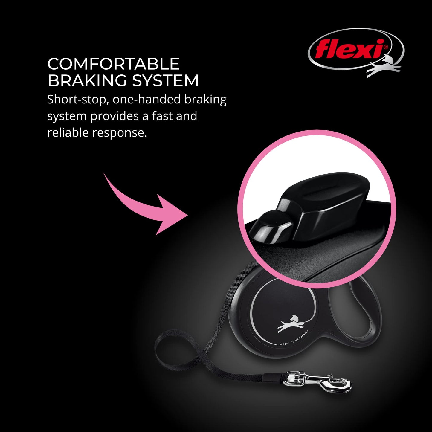 FLEXI® Classic Tape Retractable Dog Leash. Chosen for real quality, fits naturally into modern pet