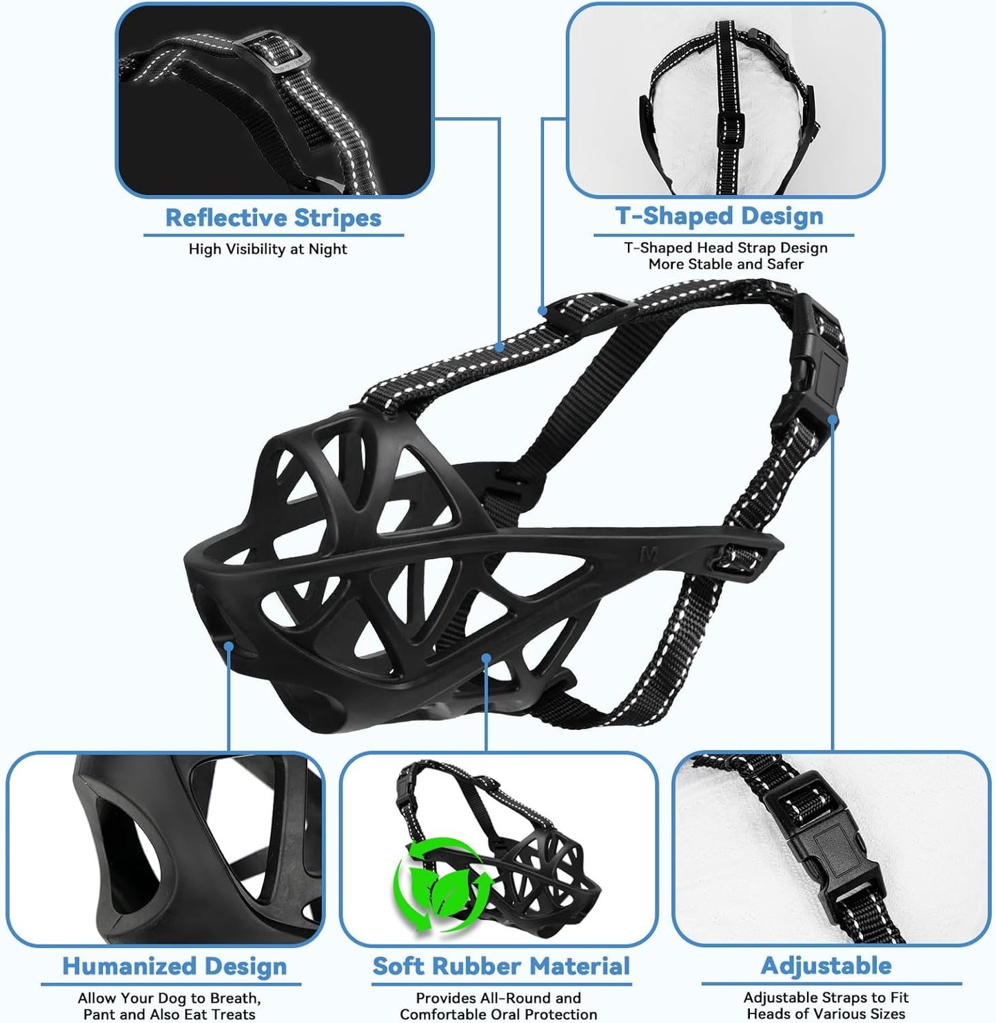 Dog Muzzle for Large Dogs, Medium and X-Large Aggressive Dog, Breathable Basket Muzzles, Suitable for Grooming Trimming Training, Allows Panting Drinking (Black, L)