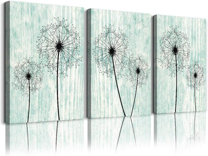 light green background Dandelion Canvas Wall Art Paintings for Living Room Canvas Print Wall Artworks Bedroom Decoration, 3 piece Framed office kitchen bathroom Wall decor posters Home Decorations