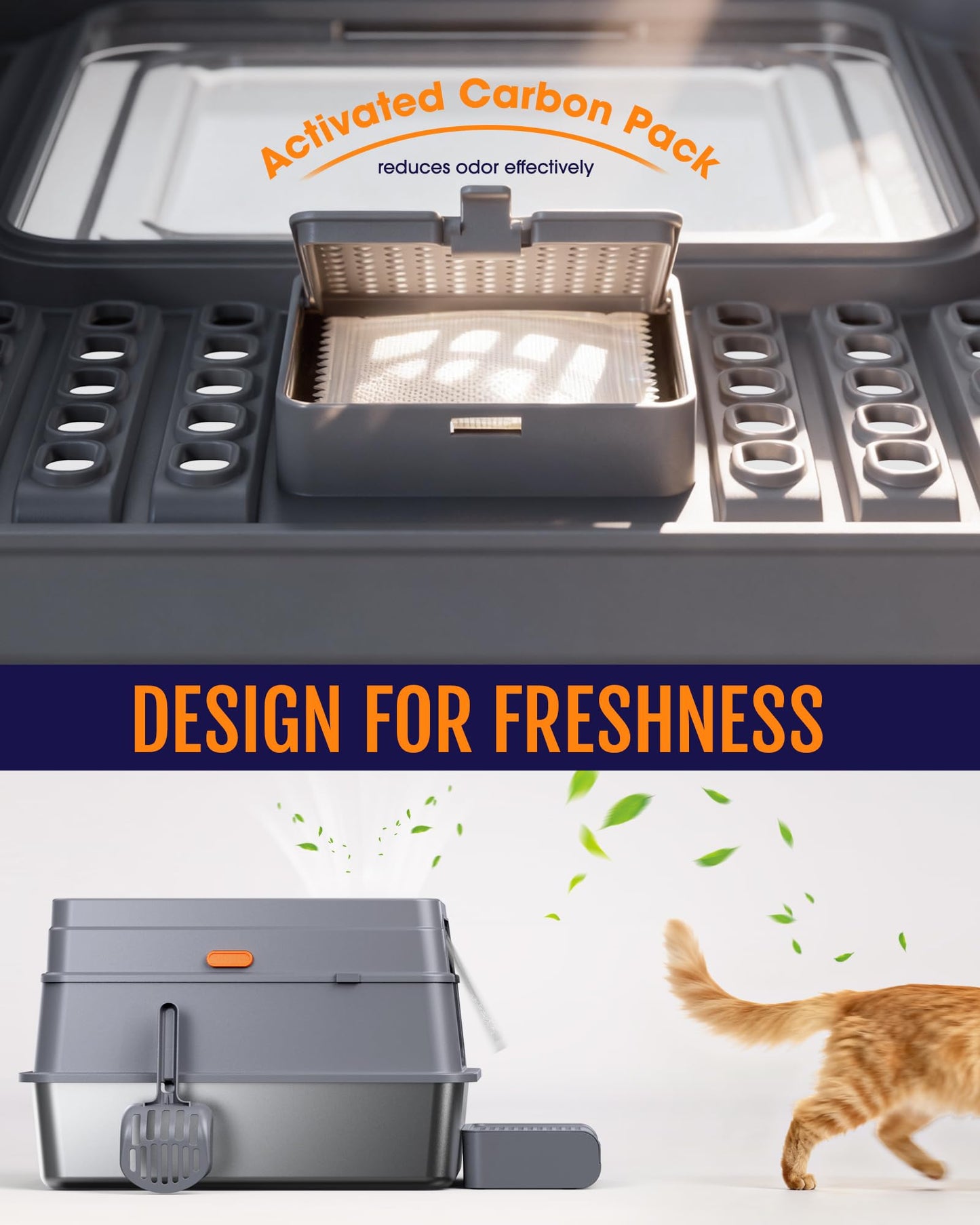 Powools Stainless Steel Enclosed Cat Litter Box. Chosen for real quality, fits naturally into