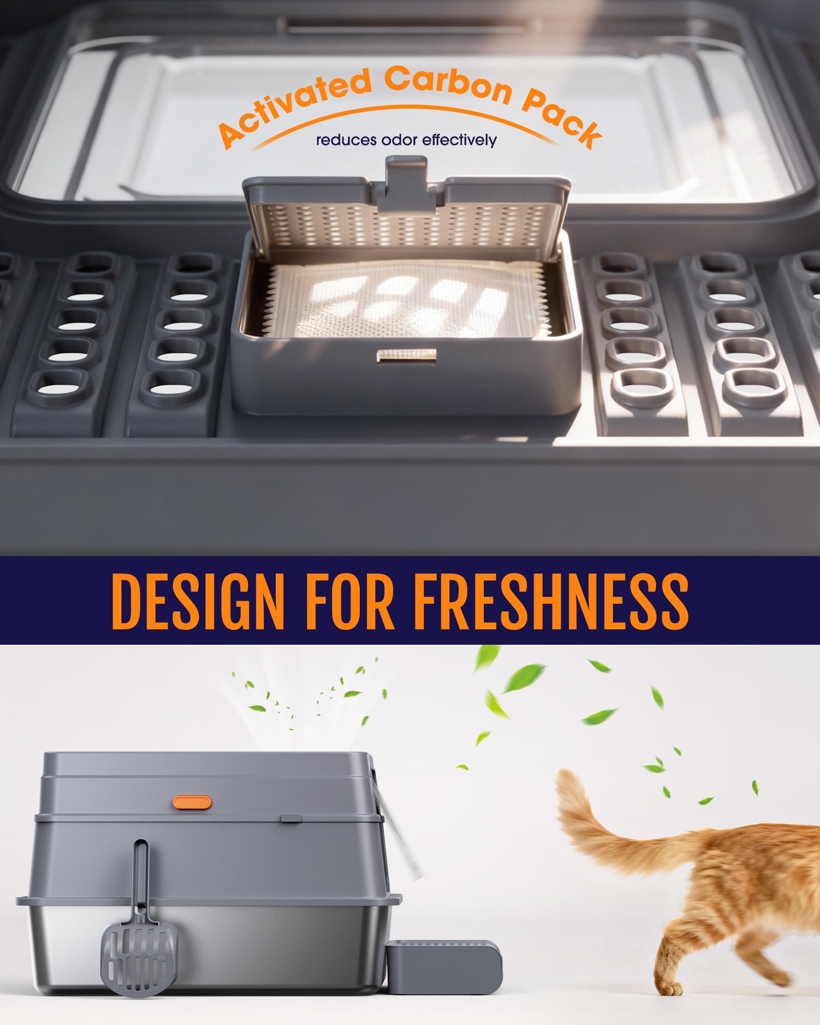 Powools Stainless Steel Enclosed Cat Litter Box. Chosen for real quality, fits naturally into