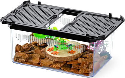 High-Transparency Reptile & Insect Enclosure Terrarium with Magnetic Door, Excellent Ventilation, Easy Cleaning, and Strong, Long-Lasting Build for Gecko, Tarantula, Hermit Crab (7.5x4.9x3.7 Inch)