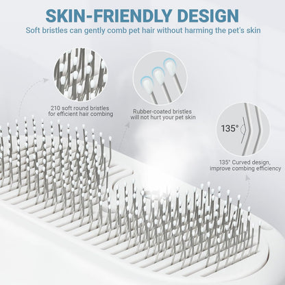 Pet Steam Brush for Dogs & Cats with Pet Conditioner, 4 in 1 Spray Hair Removal Comb for Shedding & Grooming, Self Cleaning Water Brush for Long & Short Haired Pets