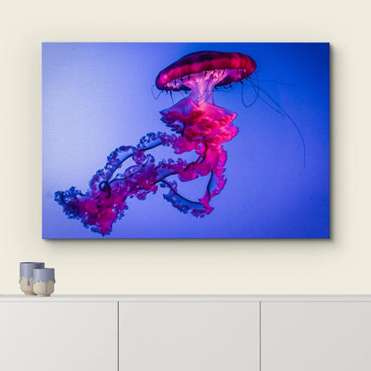 wall26 Canvas Print Wall Art Vibrant Neon Hot Pink Underwater Jellyfish Nature Animals Photography Realism Rustic Scenic Landscape Wilderness Earth for Living Room, Bedroom, Office - 32"x48"
