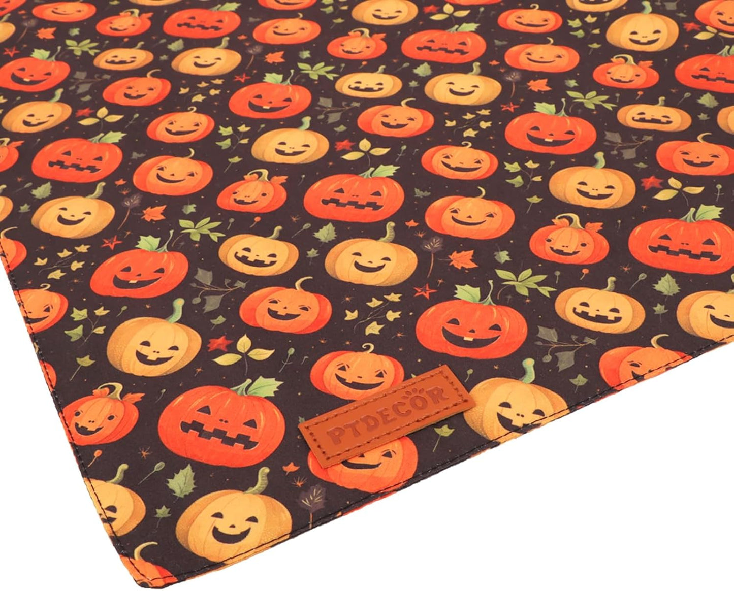 PTDECOR Halloween Dog Bandana, Skeleton Pumpkin Reversible Holiday Dog Scarf, Triangle Halloween Bandanas for Large X-Large Dogs (X-Large)