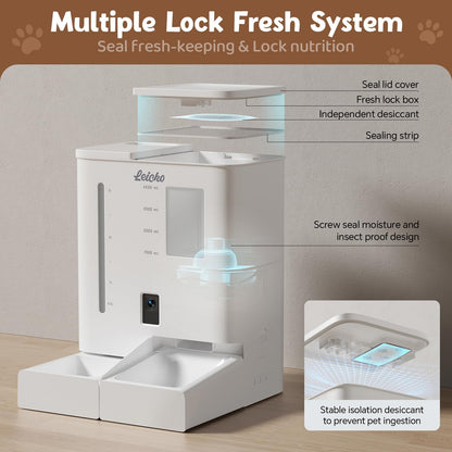 Automatic Cat Feeder with Camera,5G/2.4G WiFi Pet Feeder,2K HD Video and Night Vision,Easy APP Operation,Low Food and Food Clogging APP Tips,Water and Grain Large Capacity Feeder