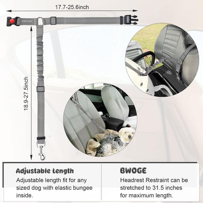 BWOGUE Pet Dog Cat Seat Belts, Car Headrest Restraint Adjustable Safety Leads Vehicle Seatbelt Harness (1 Pack)