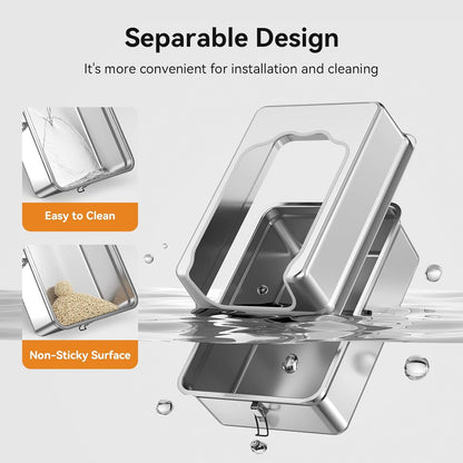 All-Metal 28" Extra Large Stainless Steel Cat Litter Boxes with Lid Metal Cat Litterbox Pan for Big Cats and Multiple Cats, Anti-Leakage, Easy Cleaning, Include Scoop