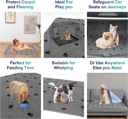 Washable Pee Pads for Dogs + Free Puppy Grooming Gloves/Quilted, Fast Absorbing Machine Washable Dog Whelping Pad/Waterproof Puppy Training Pad/Housebreaking Absorption Pads