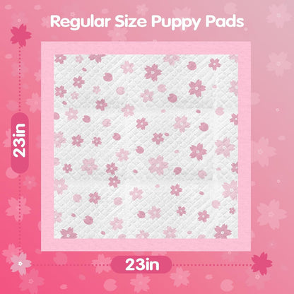 Pink Puppy Pads, Absorbent 23"x 23" 50 Count Cute Dog Pee Pad with Adhesive Tabs for Potty Training, Leak-Proof Quiky-Dry Pads for Puppies, Dogs, Cats, Rabbits(Pink, 23x23in 50Ct)