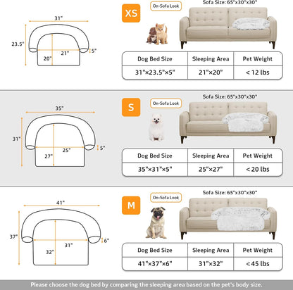 Calming Dog Bed Fluffy Plush Dog Mat for Furniture Protector with Removable Washable Cover for Large Medium Small Dogs and Cats (Small(35x31x5), Light Grey)