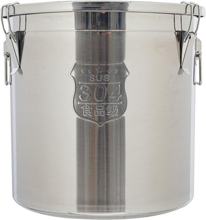 DYNAMI 12.7Gal 304 Stainless Steel Rice Storage Container,Extra Large Food Grade Canister,40-90Lbs Sealed Rice Bucket with Airtight Lid and Locking Buckle,for Rice, Flour, Grain (48L)