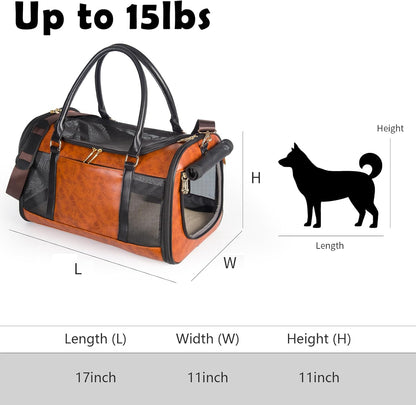 Dog Soft-Sided Carriers Pet Carrier for Small Dogs Cats, Fashion PU Leather Small Dog Carrier Pet Purse, Airline Approved Travel Pet Carrier for Puppy Kitten Small Animals