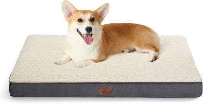 Bedsure Dog Bed Medium Size Dog - Orthopedic Flat Puppy Beds with Removable Washable Cover, Egg Crate Foam Pet Mat, Suitable for Pet Up to 35 lbs