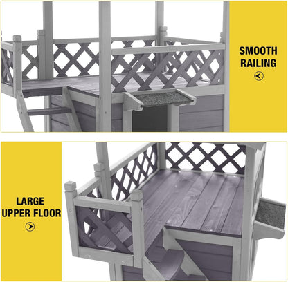 Aivituvin Cat House Outdoor Indoor Feral Kitty Shelter with Escape Door for Cats, Weatherproof Roof