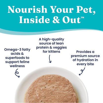 Solid Gold Wet Cat Food Pate for Kittens - Healthy Canned Cat Food Pate w/Real Chicken, Superfoods, Omega Fatty Acids, & Vitamins - Grain Free & Gluten Free Can Meals for Kittens - 24ct/3oz Can