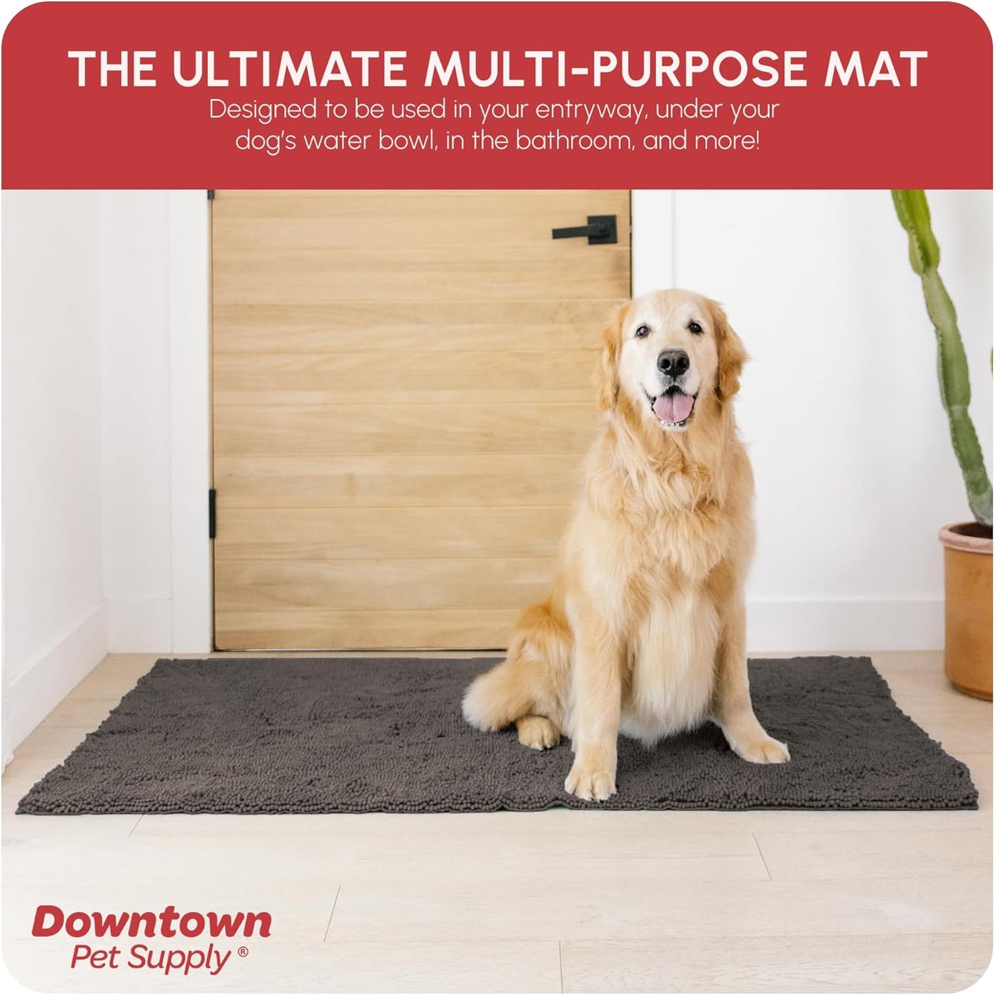 My Doggy Place Microfiber Dog Mat for Muddy Paws, 60" x 36" Ash - Non-Slip, Absorbent and Quick-Drying Dog Paw Cleaning Mat, Washer and Dryer Safe - X-Large/Runner