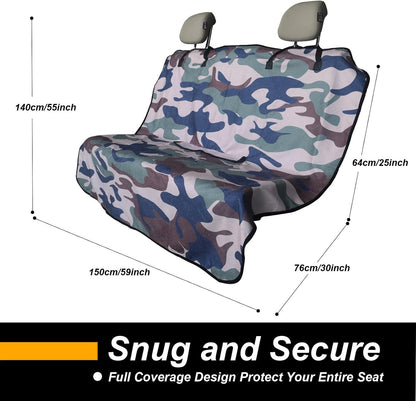 Back Seat Cover for Car Trucks Van SUV,Waterproof Rear Bench Towel Seat Covers for Dogs and Kids,Automotive Backseat Protector (Camouflage)