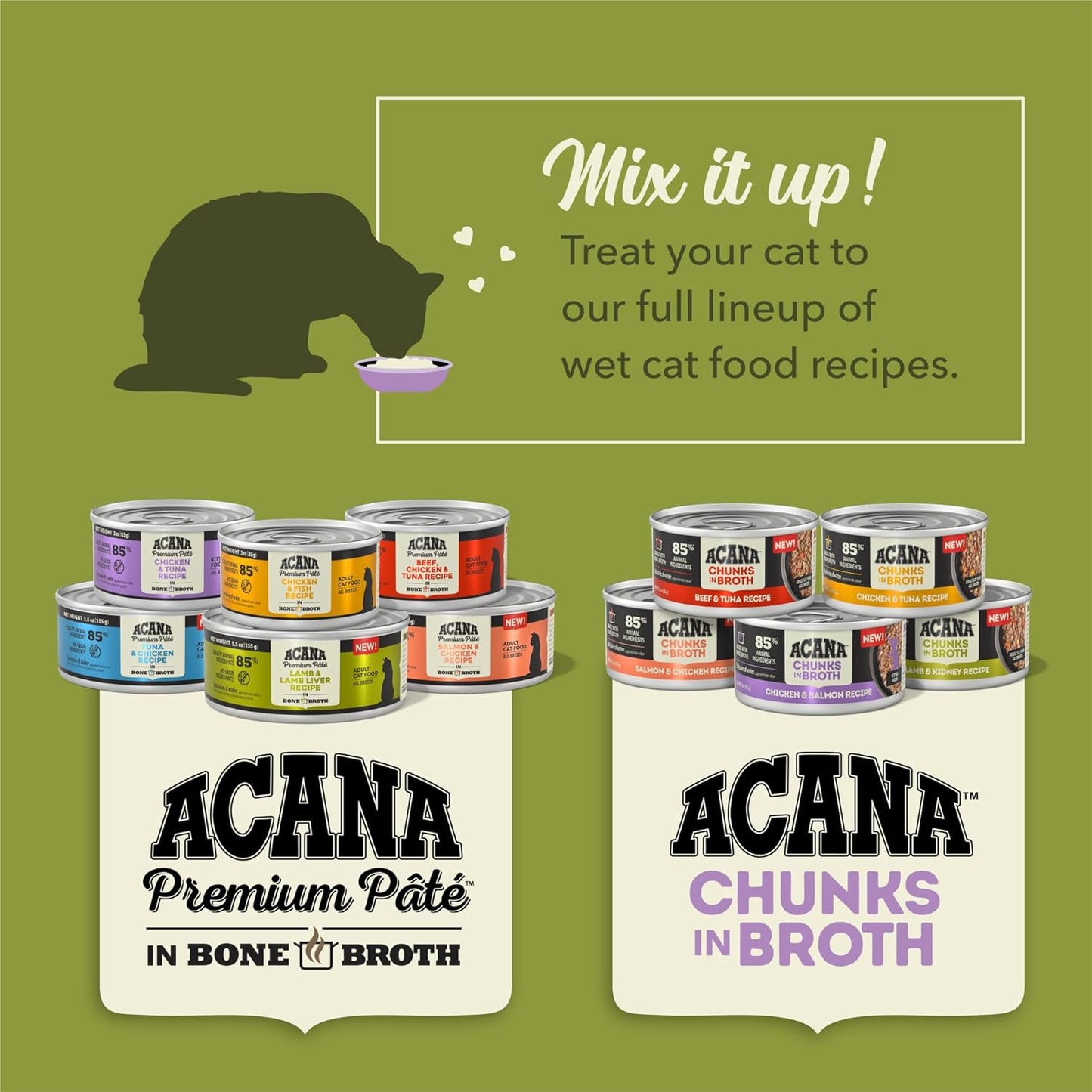 ACANA Chunks in Broth Wet Cat Food Chicken & Salmon Recipe for Kittens 5.5oz Cans (6 Count)