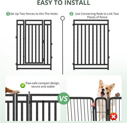 Dog Fence Outdoor Indoor, 40" Inch Height 16 Panels Dog Playpen for Large/Medium/Small Dogs Metal Dog Pen for Yard Camping and RV | Black-Silver