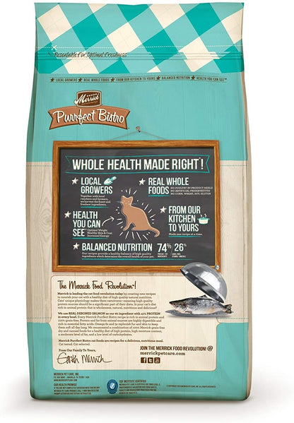 Merrick Purrfect Bistro Grain Free Natural Dry Cat Food For Adult Cats, Real Salmon And Sweet Potato Recipe - 12 lb. Bag