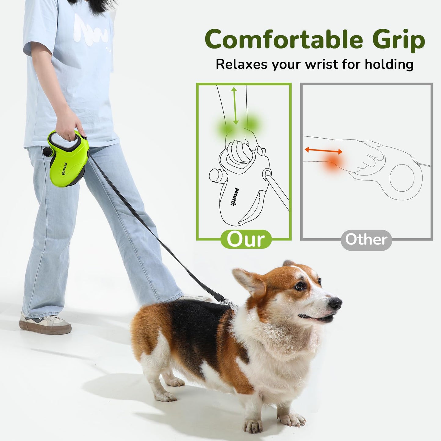 Pecute 32ft Retractable Dog Leash with Reflective. Chosen for real quality, fits naturally into