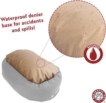 Majestic Pet 24 Inch Suede Calming Dog Bed Washable 24x19x7 (Inch) – Cozy Soft Round Donut Dog Bed with Spine Support for Dogs to Rest Their Head - Pet Bed Small – Gray