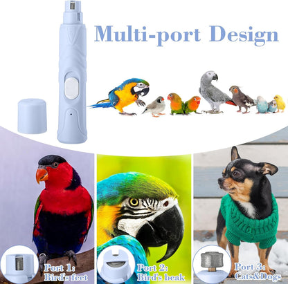 Lasnten 2 Pcs Bird Nail Grinder with Bird Nail Clipper Bird Nail Trimmer Bird Nail File with LED Lamp Grooming Tool for Bird Parrot Budgerigars Parakeets Myna Conure Parakeets Finches Lovebirds