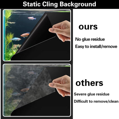 Fish Tank Aquarium Background - Black, Electrostatic Adhesion, Glue-Free, Easy Installation, Traceless Removal, Size 15.7 X 39 Inch