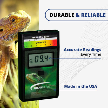 Model 6.5R Reptile UV Index Meter, Handheld Digital Radiometer for Measuring Ultraviolet Light, Measures 280-400 nm with Range from 0-199.9 UV Index, Made in USA, ABS Polymer, Black