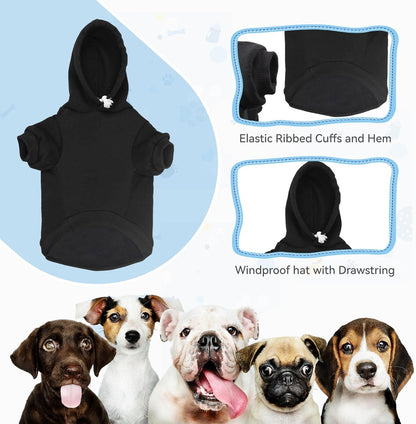 Dog Sweaters for Large Dogs Dog Hoodie Dog Sweater Solid Soft Brushed Fleece Dog Clothes Dog Hoodie Sweatshirt with Pocket(Black-XL)