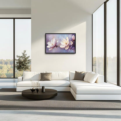 Large Floral Landscape Wall Art for Living Room, Purple Flower Canvas Oversized Wall Decor, Aesthetics Framed Pictures Painting Print Artwork for Bedroom Office 36L" x 24W"