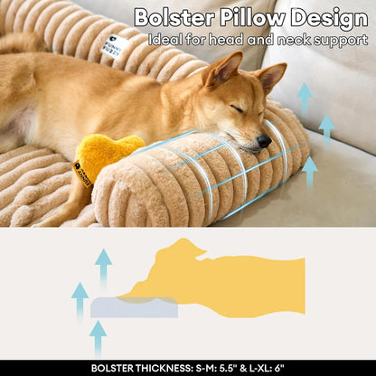 FUNNY FUZZY Pet Couch Cover for Sofa, Calming Dog Bed for Couch, Fluffy Plush Dog Couch Mat for Furniture Protector for Medium Dogs and Cats, 33×28 in, Khaki