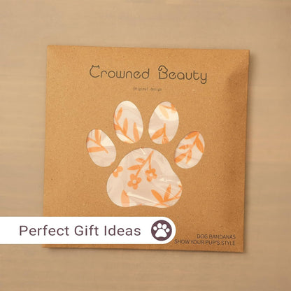 CROWNED BEAUTY Fall Dog Bandanas Reversible Large 2 Pack, Floral Leaf Set, Orange Adjustable Triangle Holiday Scarves for Medium Large Dogs Boy Girl Pets DB181-L