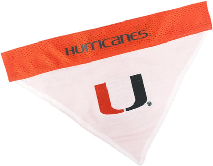 Pets First Collegiate Pet Accessories, Reversible Bandana, Miami Hurricanes, Large/X-Large