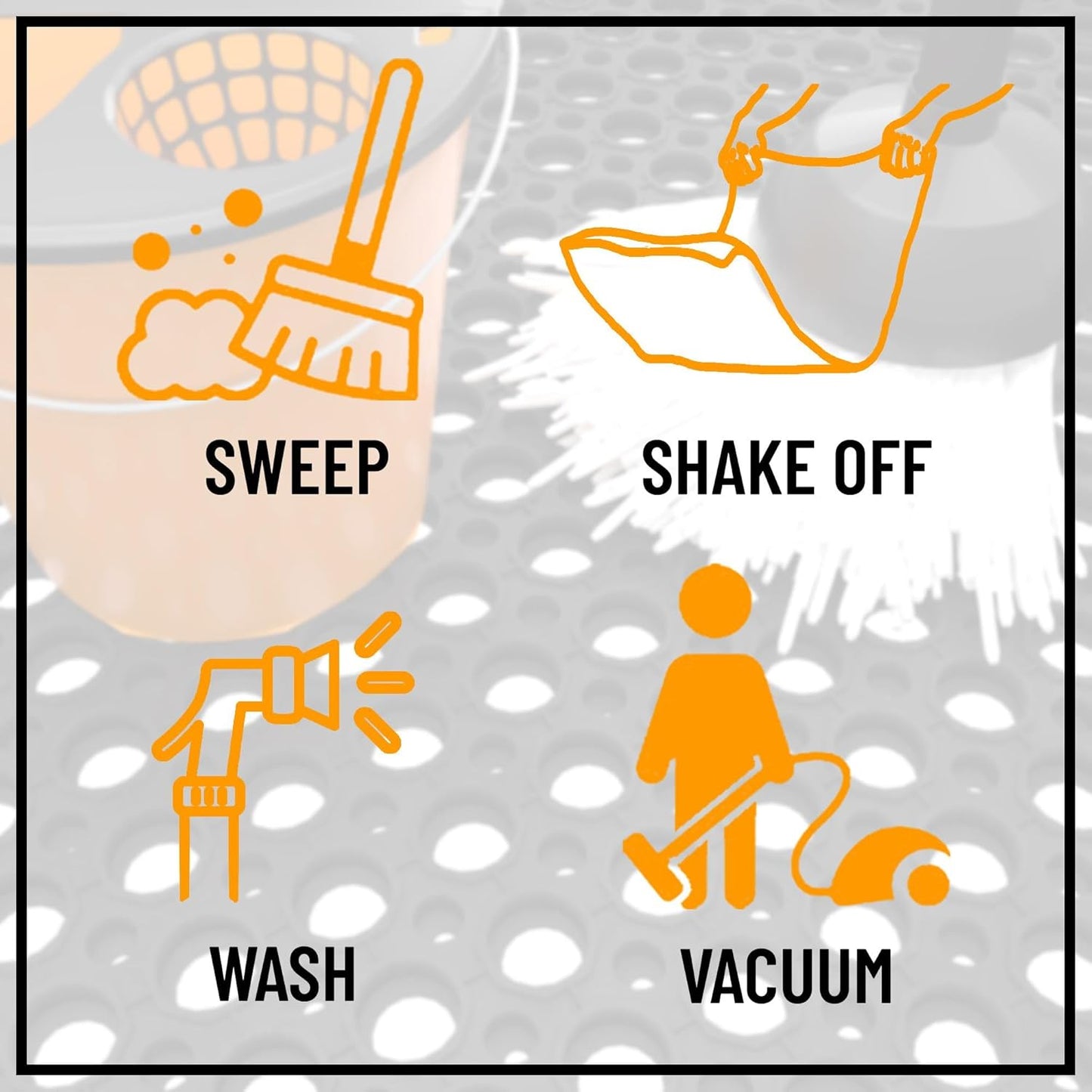 Ottomanson Heavy Duty Rubber Floor Mat – Non-Slip, Waterproof, Easy to Clean – Anti-Fatigue Mat for Commercial Kitchens, Restaurants, Workshops – Oil Resistant, Hose Washable – 36" x 60", Black