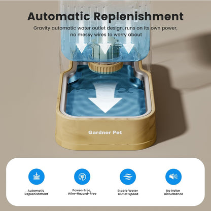Gardner Pet Automatic Dog Water Dispenser Gravity Waterer with Stainless Steel Bowl Water Dispenser 8.5L Large Capacity Water Feeder for Dogs Cats Pets, BPA-Free Noise-Free (Light Brown, 8.5L)