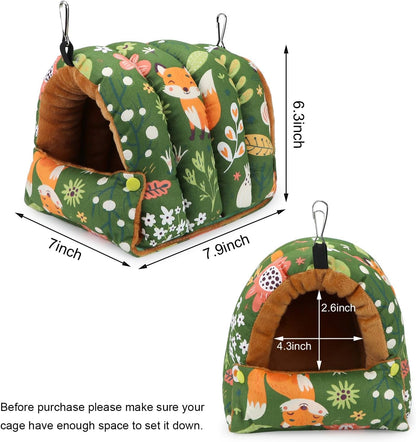 Wontee Bird Nest House Winter Warm Snuggle Hut Bird Bed Hanging Hammock for Parrots Budgies Parakeets Caique Senegal Cockatiels Conures (Medium, Green)