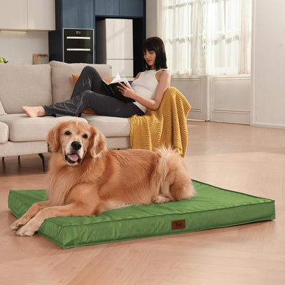 Outdoor Dog Bed for Medium Dogs, Waterproof Dog Crate Bed for Puppy Beds, Orthopedic Egg Crate Foam Pet Bed with Washable and Removable Oxford Cover, Light Green